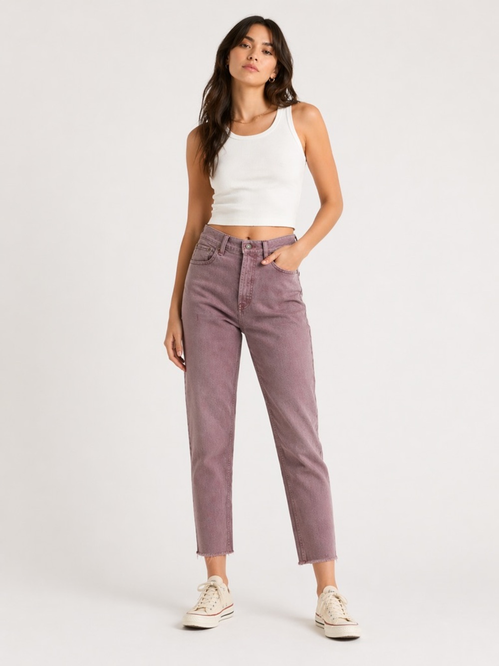GAP Women’s High Rise Cheeky Straight Jeans 6/28R Pink Mauve Dusty Rose Denim